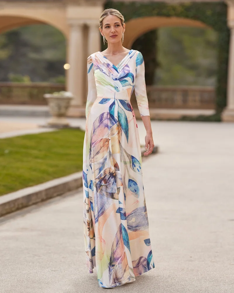 روسا كلارا Couture Club Satin Long Cocktail Dress