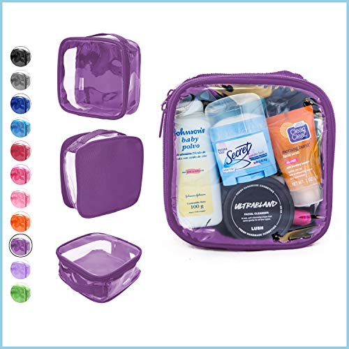 EzPacking Clear TSA Approved 3-1-1 Travel Toiletry Bag for Carry On/Quart Size Transparent Liquids Pouch for Airport Security/Reusable See Through Vinyl & PVC Plastic Organizer Men Women (Purple) - Image 2