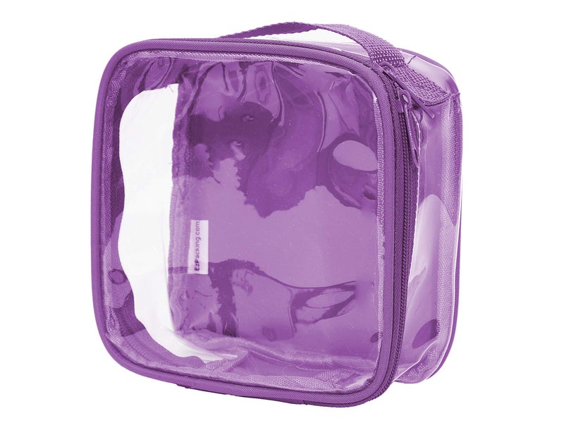 EzPacking Clear TSA Approved 3-1-1 Travel Toiletry Bag for Carry On/Quart Size Transparent Liquids Pouch for Airport Security/Reusable See Through Vinyl & PVC Plastic Organizer Men Women (Purple) - Image 1
