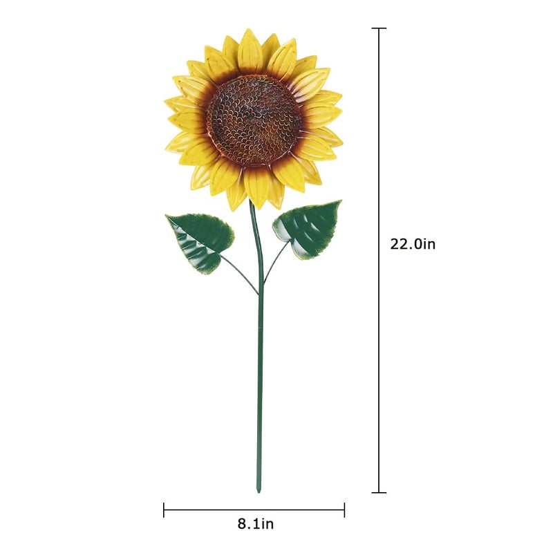 hogardeck Garden Decor for Outside, 2 Pack Sunflower Decorative Garden Stakes for Spring Outdoor Yard Decor, Metal Yard Art with Shaking Head for Garden Lawn Porch Decorations - Image 3