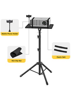 FlashHawk Adjustable Projector Stand Tripod,Laptop Tripod with Phone Holder,Adjustable Laptop Floor Stand for Home/Stage/Studio  - Image 3