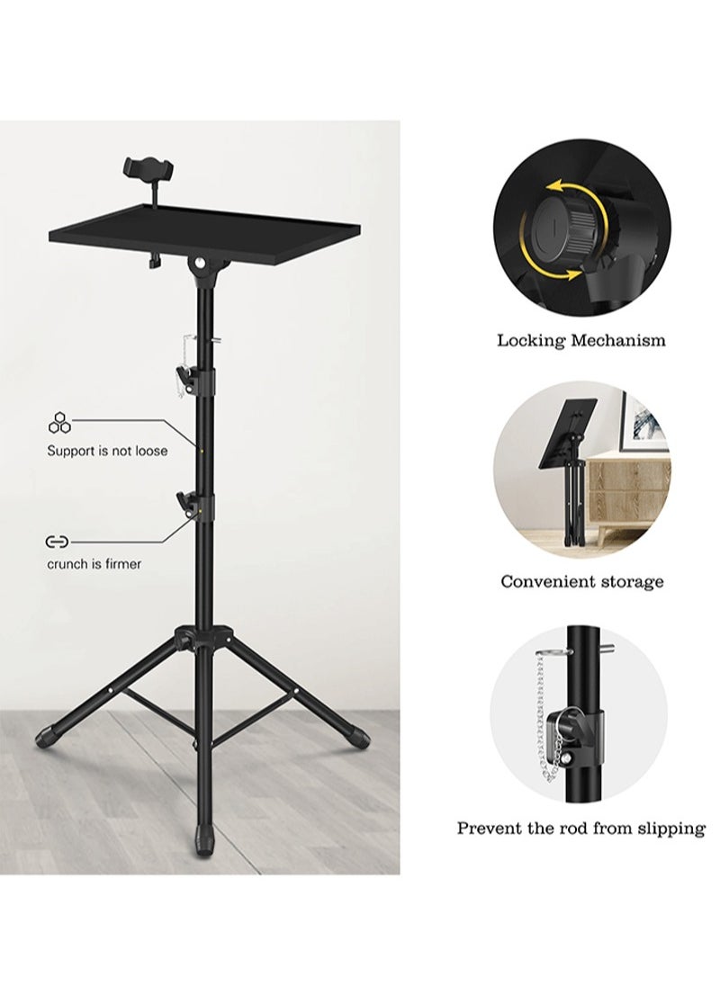 FlashHawk - Adjustable Projector Stand Tripod,Laptop Tripod with Phone Holder,Adjustable Laptop Floor Stand for Home/Stage/Studio - Image 1