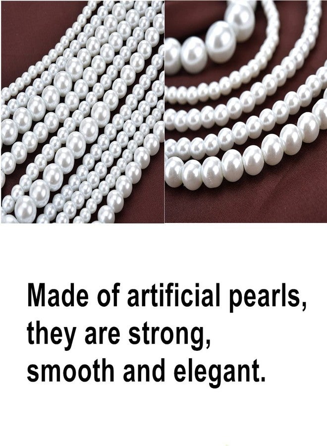 Beetoo Multilayer Strand White Beads, Long Pearls Necklaces for Women 1920s Fashion Imitation Faux Pearls Long Necklace Vintage Costume Jewelry Necklace - Image 5