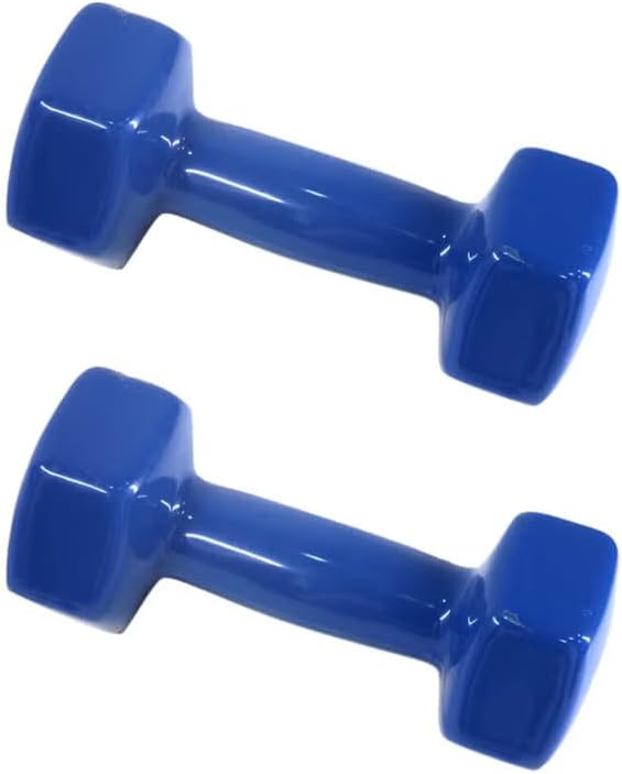 DEXO Hexagonal Dumbbell Set 2 x 2kg – Compact Unisex Hand Weights with Durable Non-Slip Grip for Home Fitness and Strength Training, Blue - Image 1