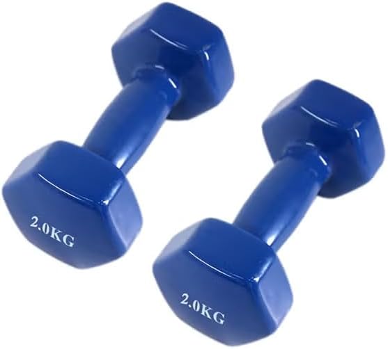 DEXO Hexagonal Dumbbell Set 2 x 2kg – Compact Unisex Hand Weights with Durable Non-Slip Grip for Home Fitness and Strength Training, Blue - Image 2