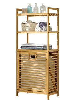 LEDIN Bamboo Laundry Hamper Basket Storage Dirty Clothes Tilt Out Baskets Section with Handles 3-Tier Shelves Organizer Hampers for Bedroom Bathroom Living Room  - Image 2