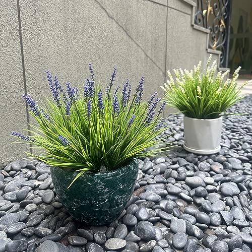 alyptus Artificial Flowers for Outdoors 24 Bundles Fake Monkey Grass Plants Outdoor Plastic Purple Flower Outside Green Leaf Decoration for Patio Pot Décor (24 Bundle Purple Flowers) - Image 3