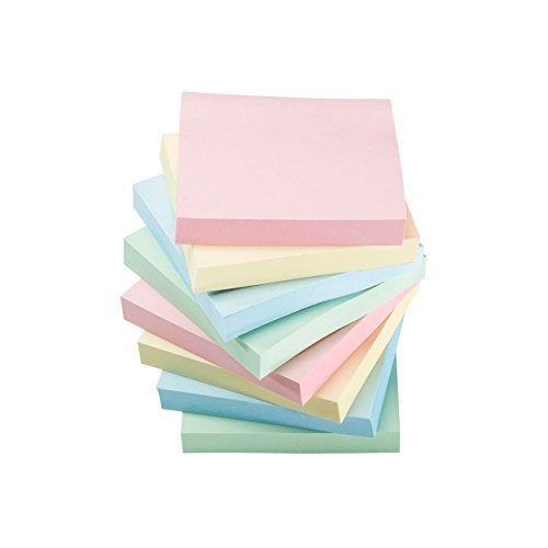 Klingy Sticky Notes Self-Stick Notes - 12 Pads/Pack 100 Sheets/Pad - 3 in x 3 inches - Adhesive Notes - Assorted, (Pastel) - Image 5