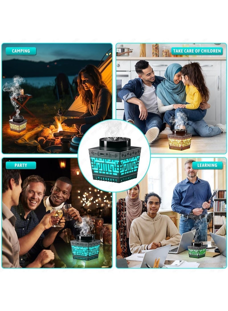 JAJEEK Quran Speaker with Bakhoor Burner, Remote Control Mini Incense Burner Multicolor Changing Bluetooth Quran Speaker MP3 Music Player with 18 Reciters and 17 Translations (Black) - Image 4