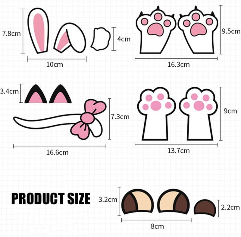 woobles Cartoon Car Logo Sticker,  Rabbit Ears Car Stickers Cute Personality Sticker Car Emblem Decal Decoration for Refrigerator Helmet Backpack Jacket Cell Phone- 2 Bear Ears + Tail - Image 2