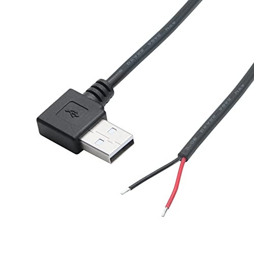 Maixbomr 90 Degree USB 2.0 Male Plug 2 Pin Bare Wire,1M/3FT USB A Male 2Pin Pigtail Open End Power Cable,for 5V/3A USB Equipment Installed or DIY Replace Repair Cable(2Pcs) - Image 2