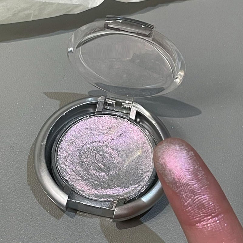 Highlighter Powder Palette Pink Metallic Eyeshadow Glitter Eyelid Highlighter Gradient Pearlescent Face Glitter Makeup Single Eyeshadow Shimmer Shiny Punk Glow Makeup 04 Pink