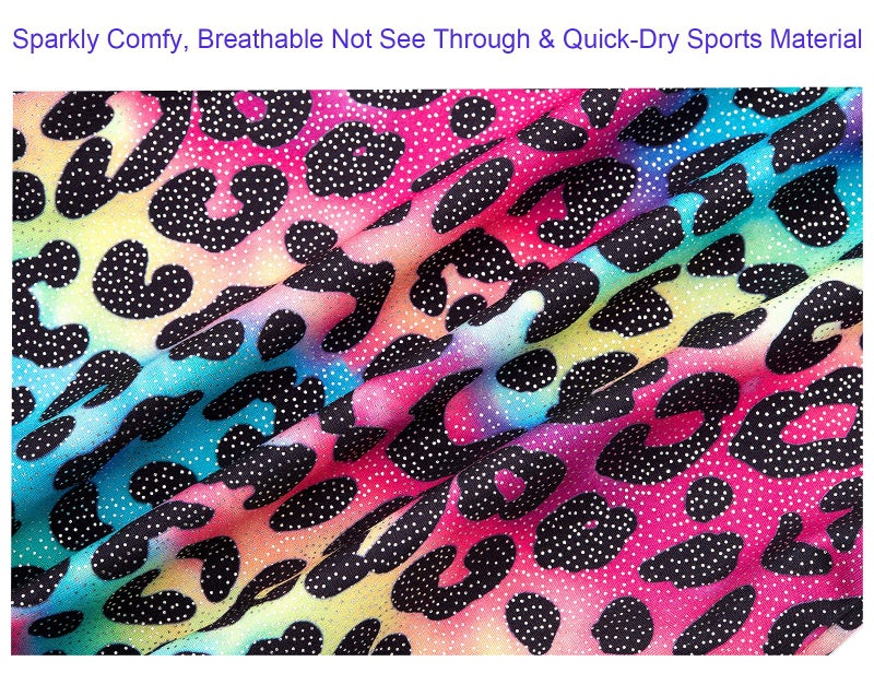 Domusgo Gymnastics Leotards for Girls 4t 5t Multicolor Leopard Sparkly One Piece Tumbling Outfits - Image 5