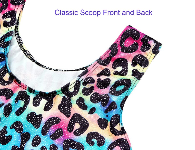 Domusgo Gymnastics Leotards for Girls 4t 5t Multicolor Leopard Sparkly One Piece Tumbling Outfits - Image 3