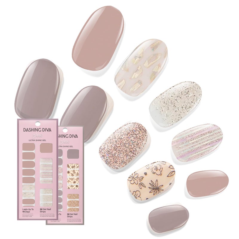 Dashing Diva Gloss Nail Strips Bundle - The Best Sellers Collection - Lavender Dreams & After Glow - UV Free, Chip Resistant, Long Lasting Gel Stickers - Contains 2 Sets - Image 1