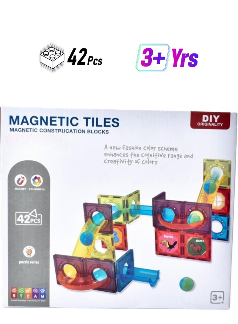 Loquat DIY Magnetic Tiles Building Blocks For Kids STEM Approved Educational Toys 3D Magnet Puzzles Stacking Blocks For Boys Girls 42 Pc