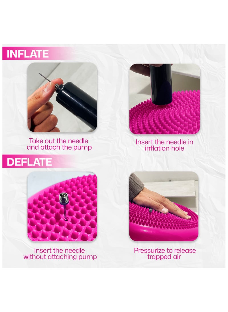 Allure Sphere Sphere Wobble Cushion - Non Slip Inflatable Balance Disc Anti-Burst Wiggle Seat - Balance Cushion With Pump For Physio, Flexible Seating - Improve Posture & Fitness - Adults & Children - Image 5