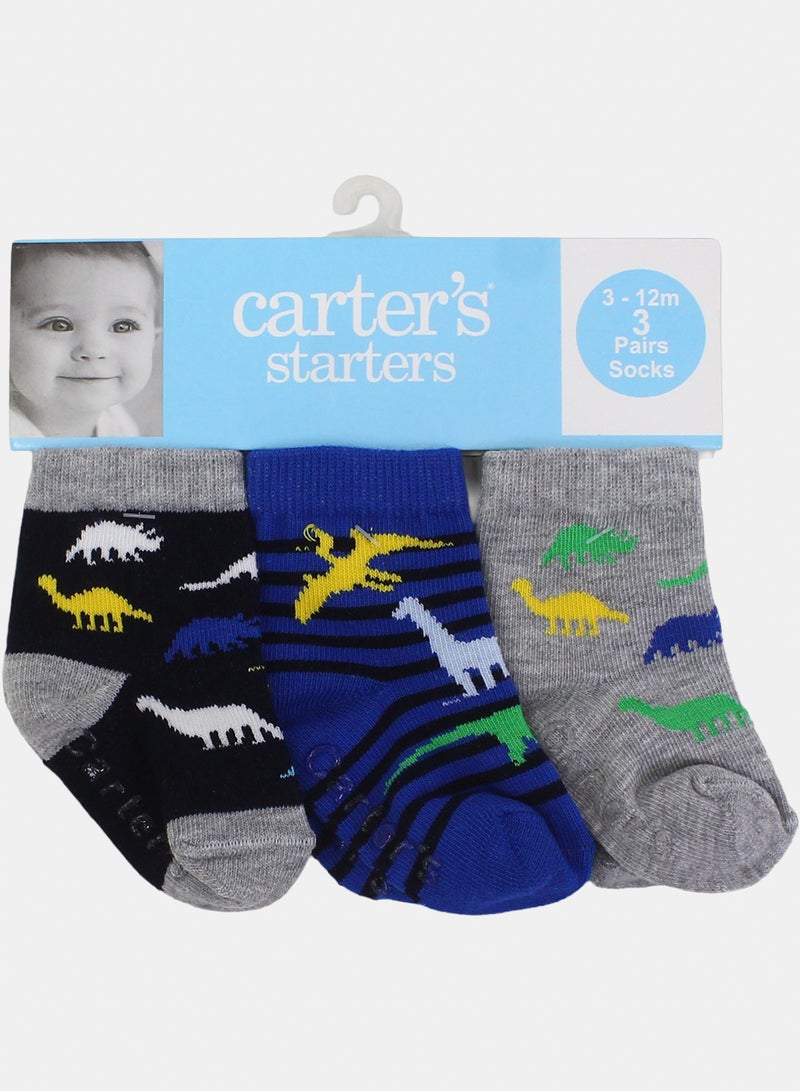 Baby Boys Cotton Socks – 3-12m (Pack Of 3) – Multicolor