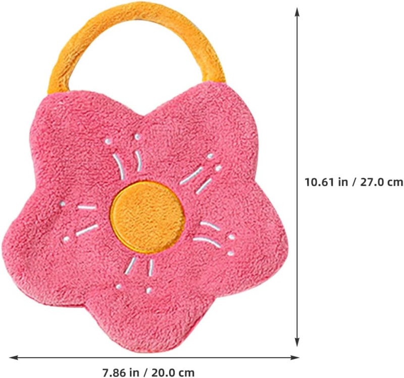 Coral Fleece Hanging Hand Towel Water Absorbent Cartoon Flower Design Kitchen Bathroom Washcloth Adult Use Rose Red - Image 2