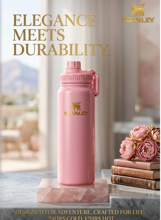 Stanley Stainless steel sports bottle, 1000ml capacity, rust-resistant; keeps hot drinks and water hot for 6 hours, and cold or iced beverages cold for 12 hours. - Image 1