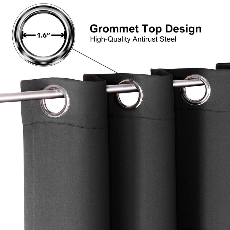 ChrisDowa Blackout Curtains 120 Inches Long for Living Room  Grommet Thermal Insulated Room Darkening Curtains for Bedroom (1 Panel Set  Dark Grey  52W x 120L) - Image 3