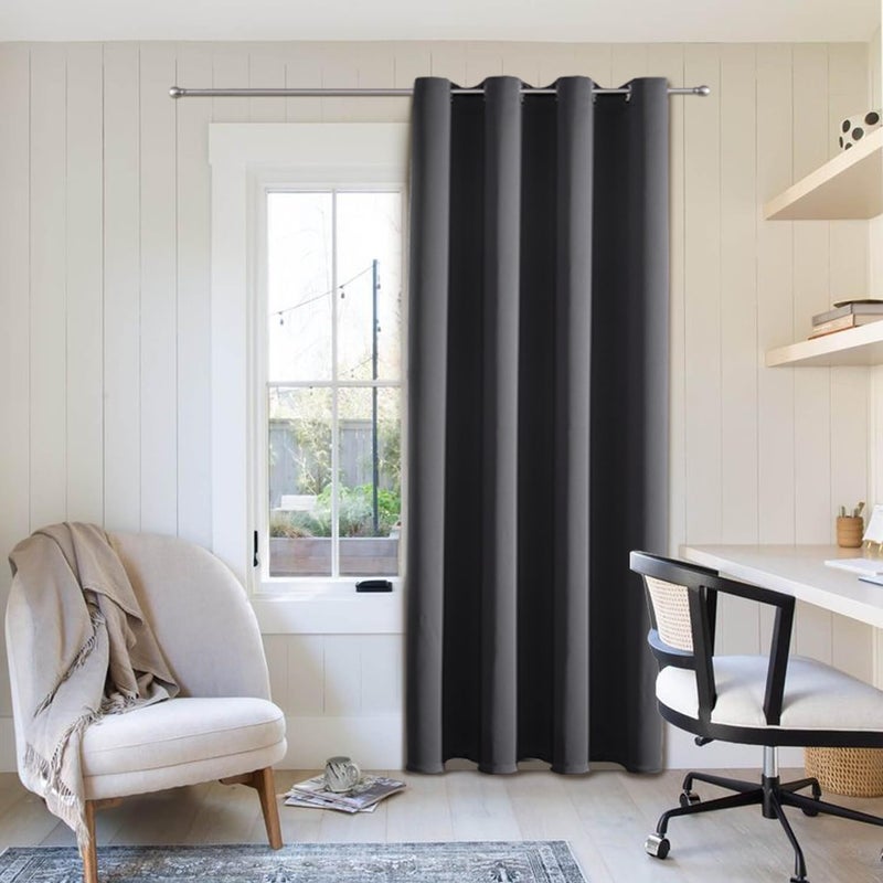 ChrisDowa Blackout Curtains 120 Inches Long for Living Room  Grommet Thermal Insulated Room Darkening Curtains for Bedroom (1 Panel Set  Dark Grey  52W x 120L) - Image 1