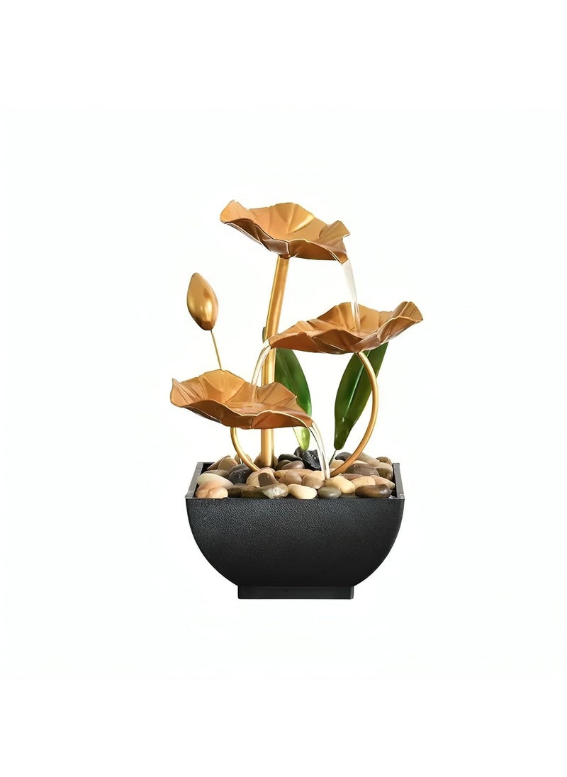 NIVKEZ NIVKEZ Tabletop Water Fountain Home Decor Ornaments with Waterfall Desktop Leaf Fountains Deep Basin Natural River Rocks Indoor Zen Relaxation for Office Living Room Bedroom Decor  - Image 1