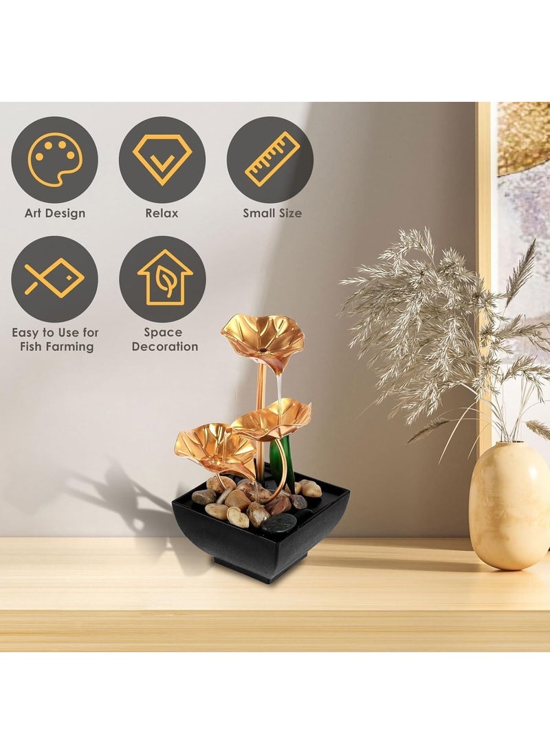 NIVKEZ NIVKEZ Tabletop Water Fountain Home Decor Ornaments with Waterfall Desktop Leaf Fountains Deep Basin Natural River Rocks Indoor Zen Relaxation for Office Living Room Bedroom Decor  - Image 4