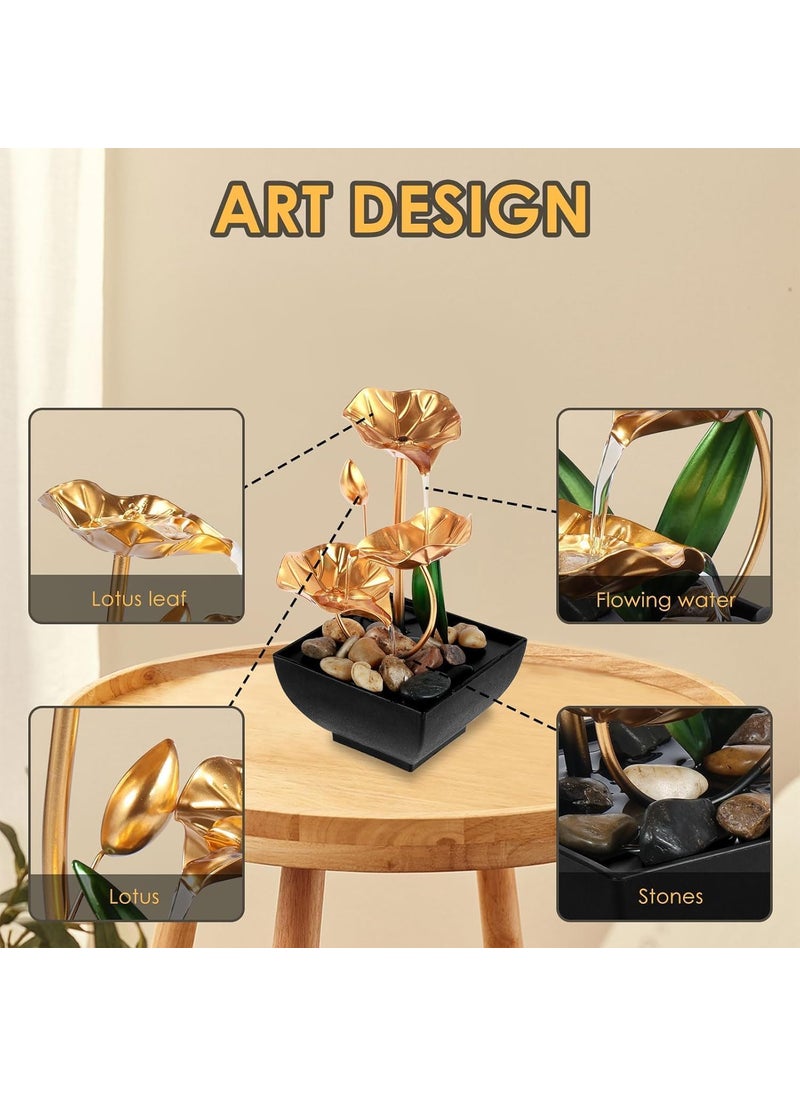 NIVKEZ NIVKEZ Tabletop Water Fountain Home Decor Ornaments with Waterfall Desktop Leaf Fountains Deep Basin Natural River Rocks Indoor Zen Relaxation for Office Living Room Bedroom Decor  - Image 5
