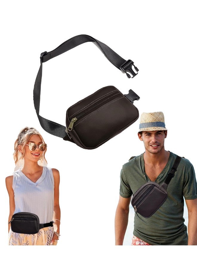 Star Quick Links¬Æ Leather Waist Pack Cross Body Bag for Men Women and Youth, 2 Zipper, Adjustable Belt, Travel Handy Zip Pouch Document Money Phone Sports Bag (Standard, Brown) - Image 2