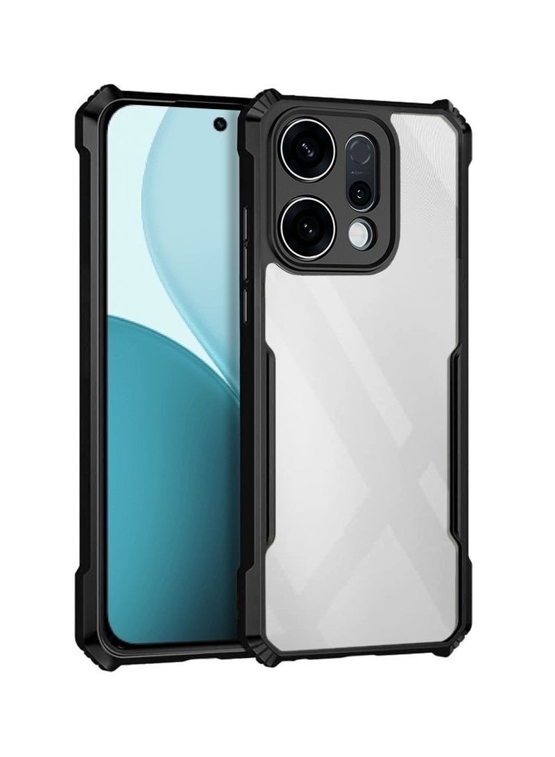 Wtech Oppo Reno14 5G 2025 Hybrid TPU Silicone with Raised Armour Bumpers Slim Case Cover (MCAPSA) - Clear/Black - Image 1