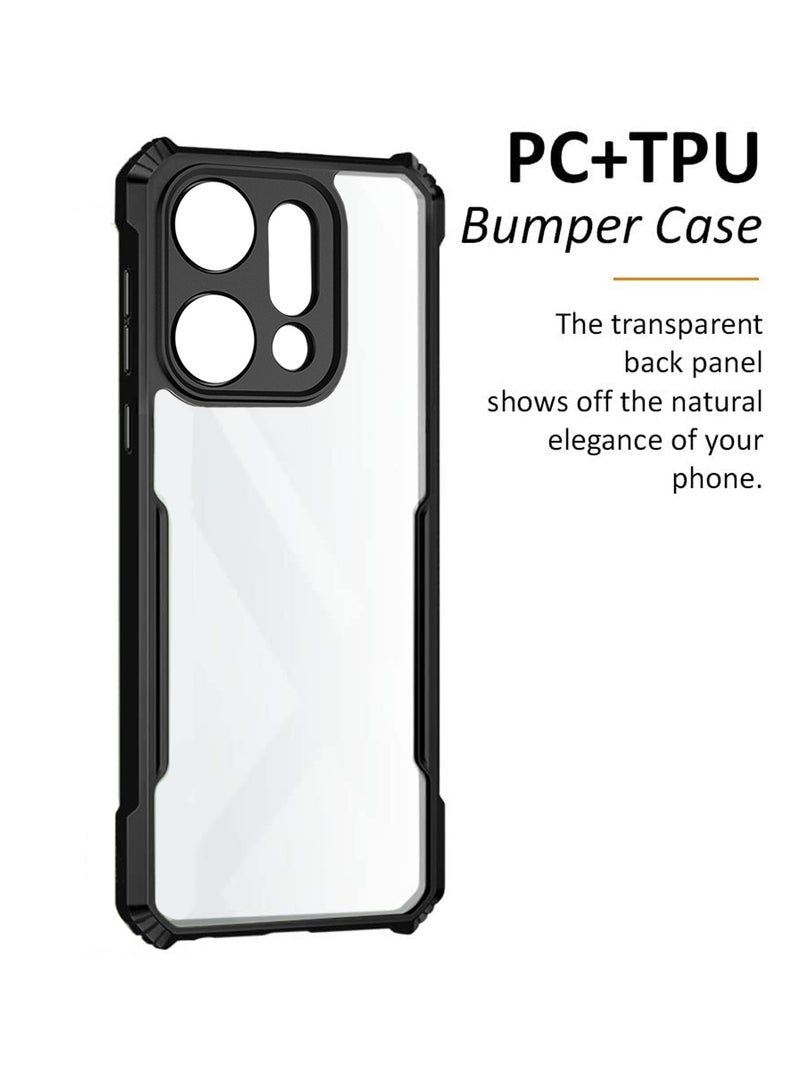 Wtech Oppo Reno14 5G 2025 Hybrid TPU Silicone with Raised Armour Bumpers Slim Case Cover (MCAPSA) - Clear/Black - Image 2