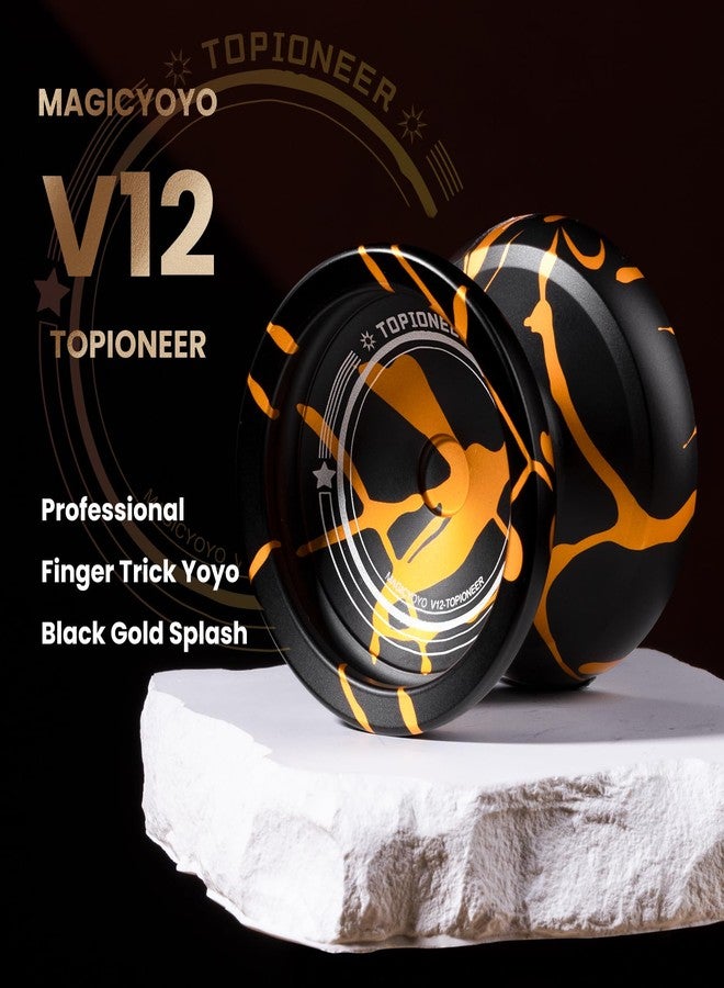 MAGICYOYO V12 Responsive Yoyo for Kids & Beginner, Unresponsive Yo yo for Adults, Professional Yoyo for Finger Spin Trick with 12 Yoyo Strings & Yo-Yo Accessory Kit (Black Gold Splash - Image 2