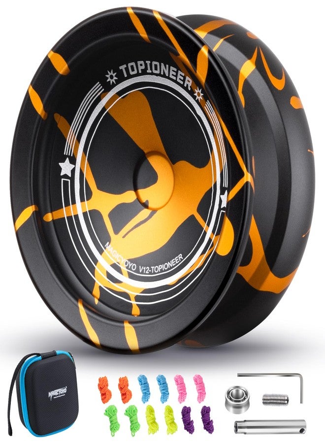 MAGICYOYO V12 Responsive Yoyo for Kids & Beginner, Unresponsive Yo yo for Adults, Professional Yoyo for Finger Spin Trick with 12 Yoyo Strings & Yo-Yo Accessory Kit (Black Gold Splash - Image 1