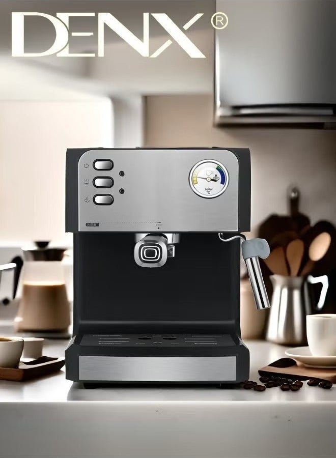 Denx Espresso Coffee Machine for Home, 1.6L Capacity, 850W Power, with Milk Frother, Cappuccino & Latte Maker, Equipped with Steamer, Metal Filter, and Temperature Indicator - Image 3