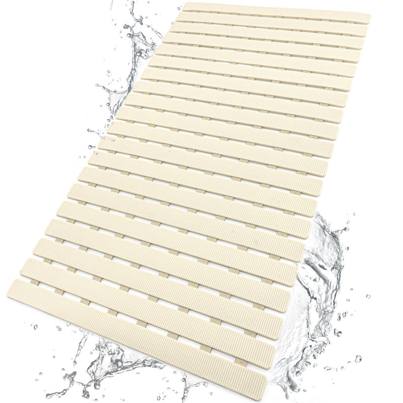 BEMISO BEMISO Shower Mat Non Slip Bathtub Mat with Suction Cups and Drain Holes 275 x157 Inch Bath Mat for Tub ShowerEasy DryEasy to CutEcoFriendly