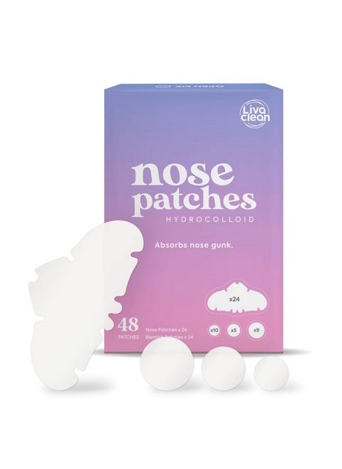 Ivaclean 48 Ct 24 Hydrocolloid Nose Strips & 24 Pimple Patches Overnight Zits Pore Strip Nose Hydrocolloid Patch For Oil Face Large Nose Pimple Patch Acne Nose Patch Hydrocolloid