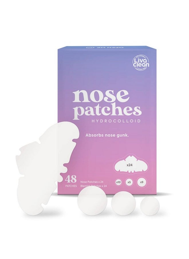 LivaClean - Ivaclean 48 Ct 24 Hydrocolloid Nose Strips & 24 Pimple Patches Overnight Zits Pore Strip Nose Hydrocolloid Patch For Oil Face Large Nose Pimple Patch Acne Nose Patch Hydrocolloid - Image 1