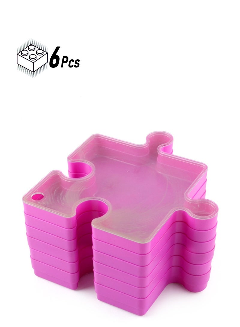 Jigsaw Puzzle Accessories 3d Puzzle Storage Box 6 Layers Of Splicing Classification Storage Arrangement (Rose red) - Image 1