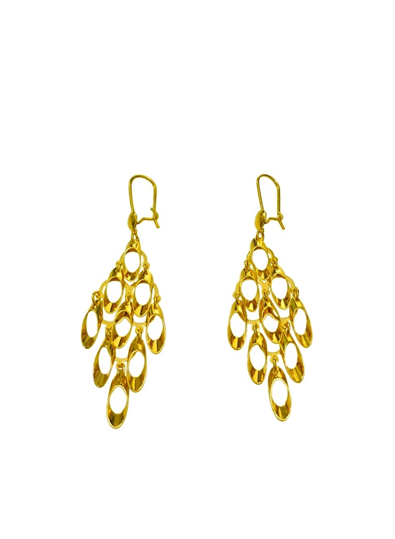 Julia Store 21K Gold Plated Metal Aesthetic Exquisite Luxury Elegant Dainty Cute Trendy Delicate Modern Oriental Vintage Egyptian Arabian Chic Hollow Hoop Dangle Earrings For Women Jewelry Gift - Image 1