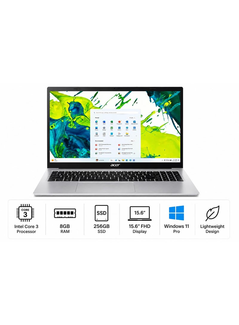 Acer Aspire Lite (Upgraded Version) Laptop With 15.6 Inch Full HD (1920x1080) Display, Core 3-355 Processor/8GB RAM DDR5/256GB SSD/Windows 11/ silver silver - Image 1