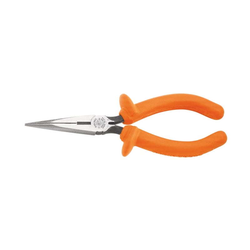 Klein Tools D2037INS Insulated Long Nose SideCutter Pliers Curved Handles Covered In Dual Layer Insulation with Hand Guards 7Inch