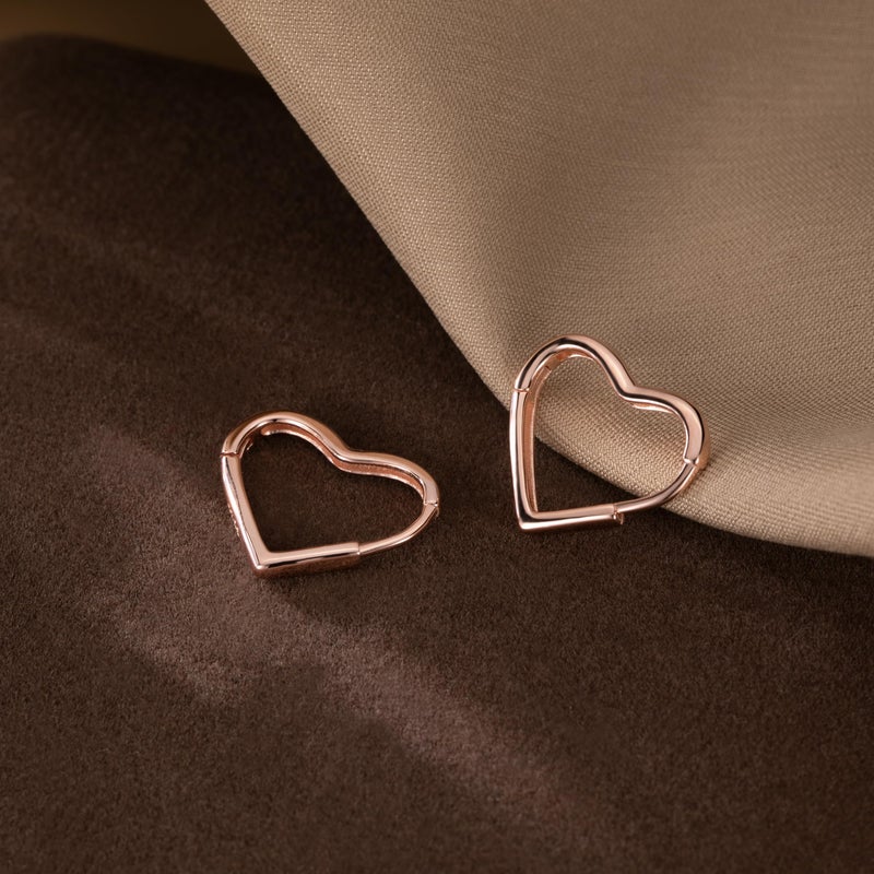 Reffeer 925 Sterling Silver Heart Earrings Hoop Minimalist Sleeper Huggie Earrings For Women(C-Rose Gold) - Image 5