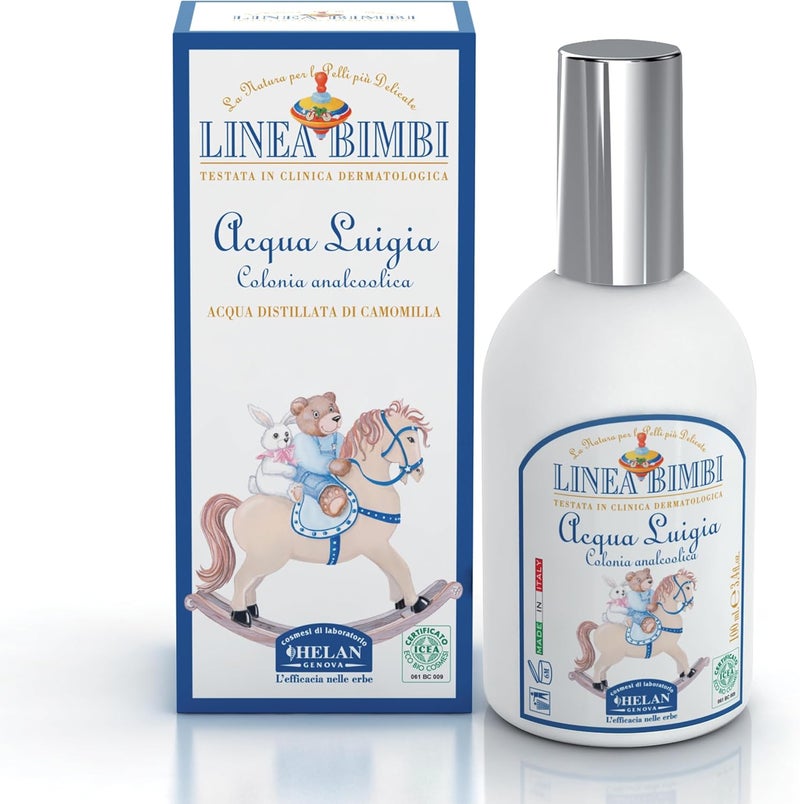 Helan Linea Bimbi Bio Cologne for Babies Acqua Luigia Baby Cologne Spray for Sensitive Skin Alcohol Free Baby Perfume with Chamomile and Citrus Scent Calming Action Made in Italy 100 ml