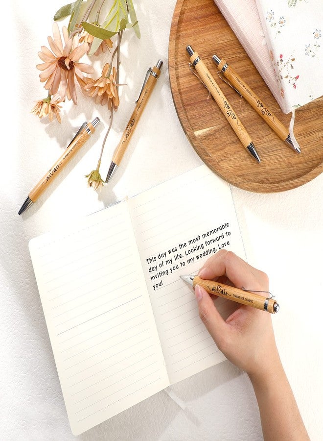 Fumete 50 Pieces Bamboo Wedding Pens Bulk Ballpoint Black Ink Bridal Shower Pens for Wedding Bridal Shower Guest Book Game Gifts Proposal Bachelor Party Favors - Image 4