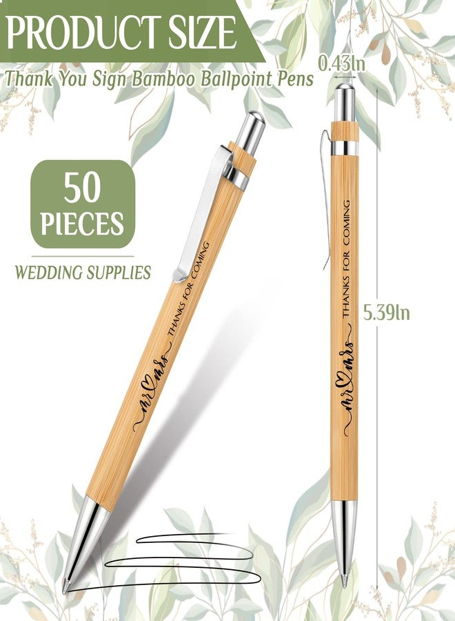 Fumete 50 Pieces Bamboo Wedding Pens Bulk Ballpoint Black Ink Bridal Shower Pens for Wedding Bridal Shower Guest Book Game Gifts Proposal Bachelor Party Favors - Image 2