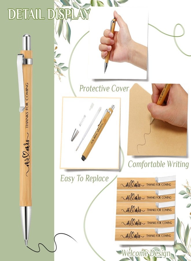 Fumete 50 Pieces Bamboo Wedding Pens Bulk Ballpoint Black Ink Bridal Shower Pens for Wedding Bridal Shower Guest Book Game Gifts Proposal Bachelor Party Favors - Image 3