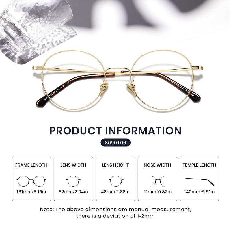 Cyxus Blue Light Glasses for Men and Women, Metal Frame Computer Eyeglasses for Office, Gaming, Reading 8090T06-US - Image 5