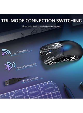 ماوس R1 59g Superlight مع شريط، ماوس ألعاب لاسلكي/سلكي BT/2.4G، 6 نقطة في البوصة قابلة للتعديل حتى 18000، بطارية تدوم 65 ساعة - view 3