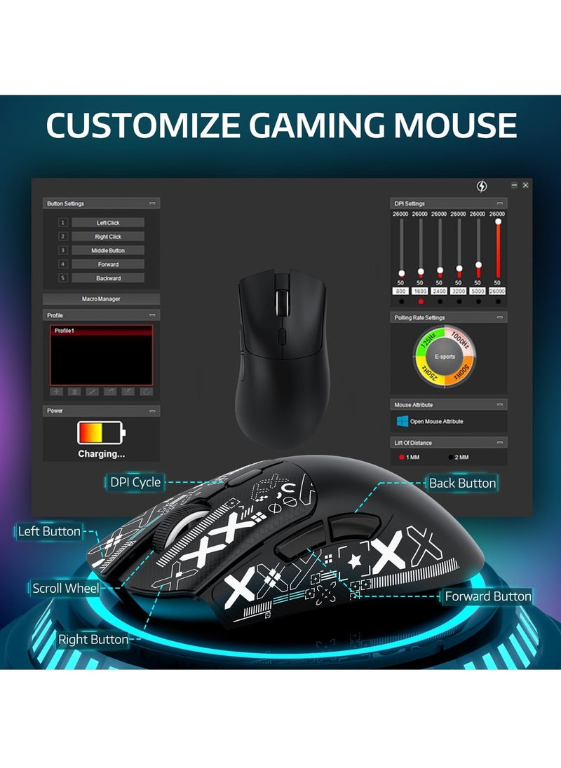 Attack Shark - R1 59g Superlight Mouse with Ribbon, Wireless/Wired BT/2.4G Gaming Mouse, 6 DPI Adjustable up to 18000, 65 Hour Battery - Image 1